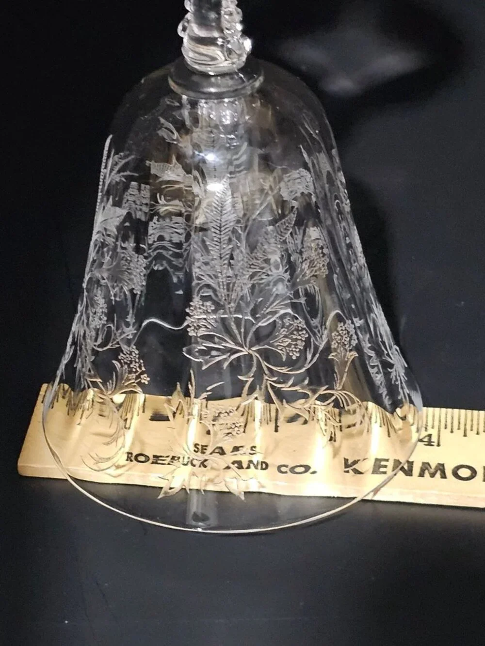 Fostoria Heather Water Goblet etched floral lace glass 9oz beaded vintage
